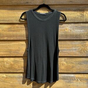 Brandy Melville Tank One Size Black Cotton Viscose Elastin Soft Stretchy EUC